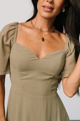 Colette Sweetheart Midi Dress | Dusty Olive